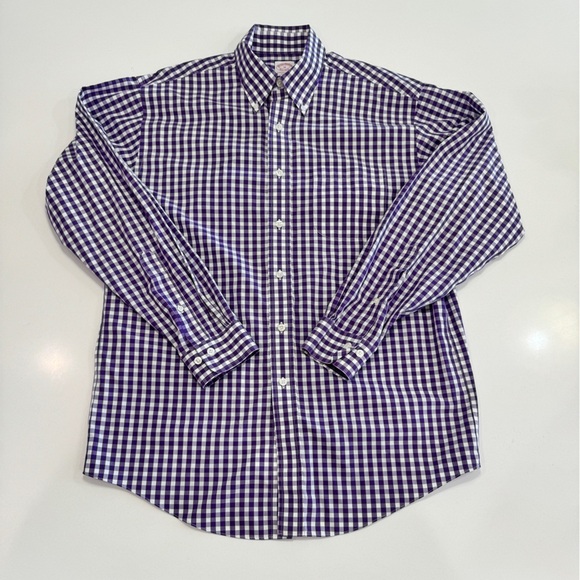 Brooks Brothers Shirt Mens Medium Button Down Purple And Red Check Lot of 2 - Picture 8 of 13